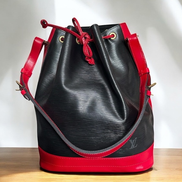 Louis Vuitton Black & Red Epi Leather Noe Castilian Drawstring Shoulder Bag - Picture 1 of 12